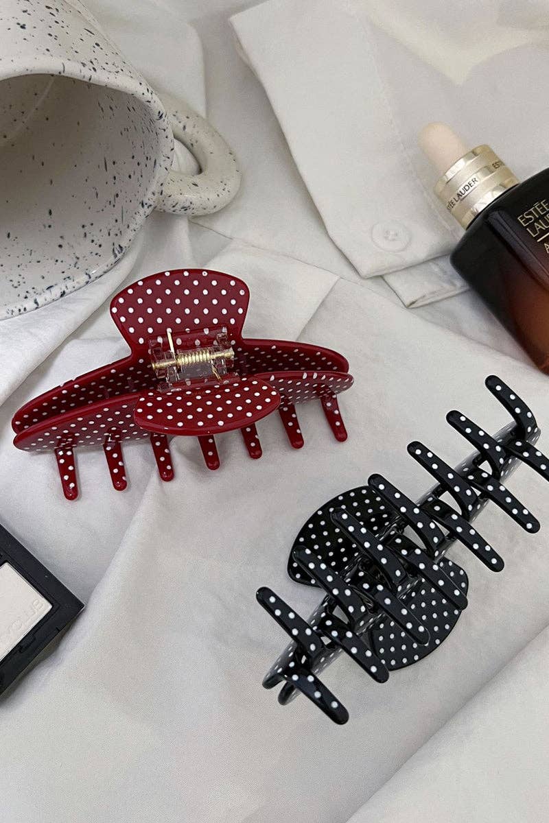 Red Polka Dot Hair Claw Clip One Size