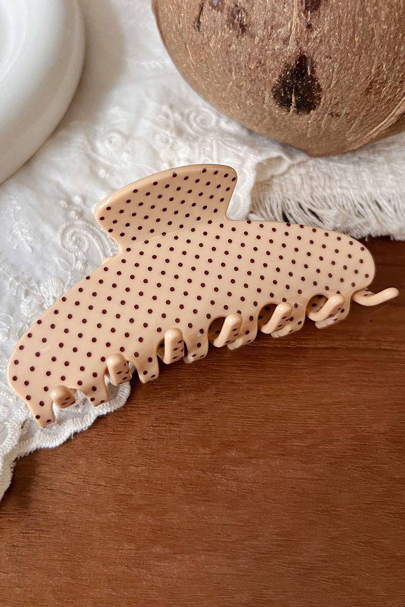 Pink Polka Dot Hair Claw Clip One Size