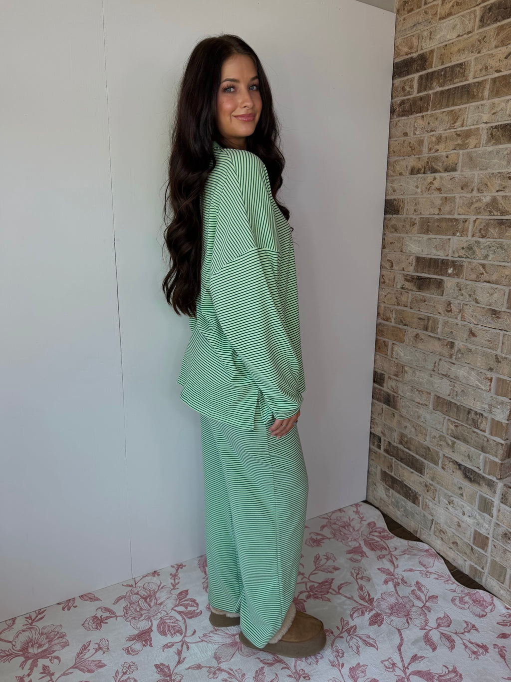 Lime Striped Oversized Long Sleeve Top - Things Between