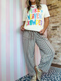 Mocha Check Barrel Fit Knit Pants