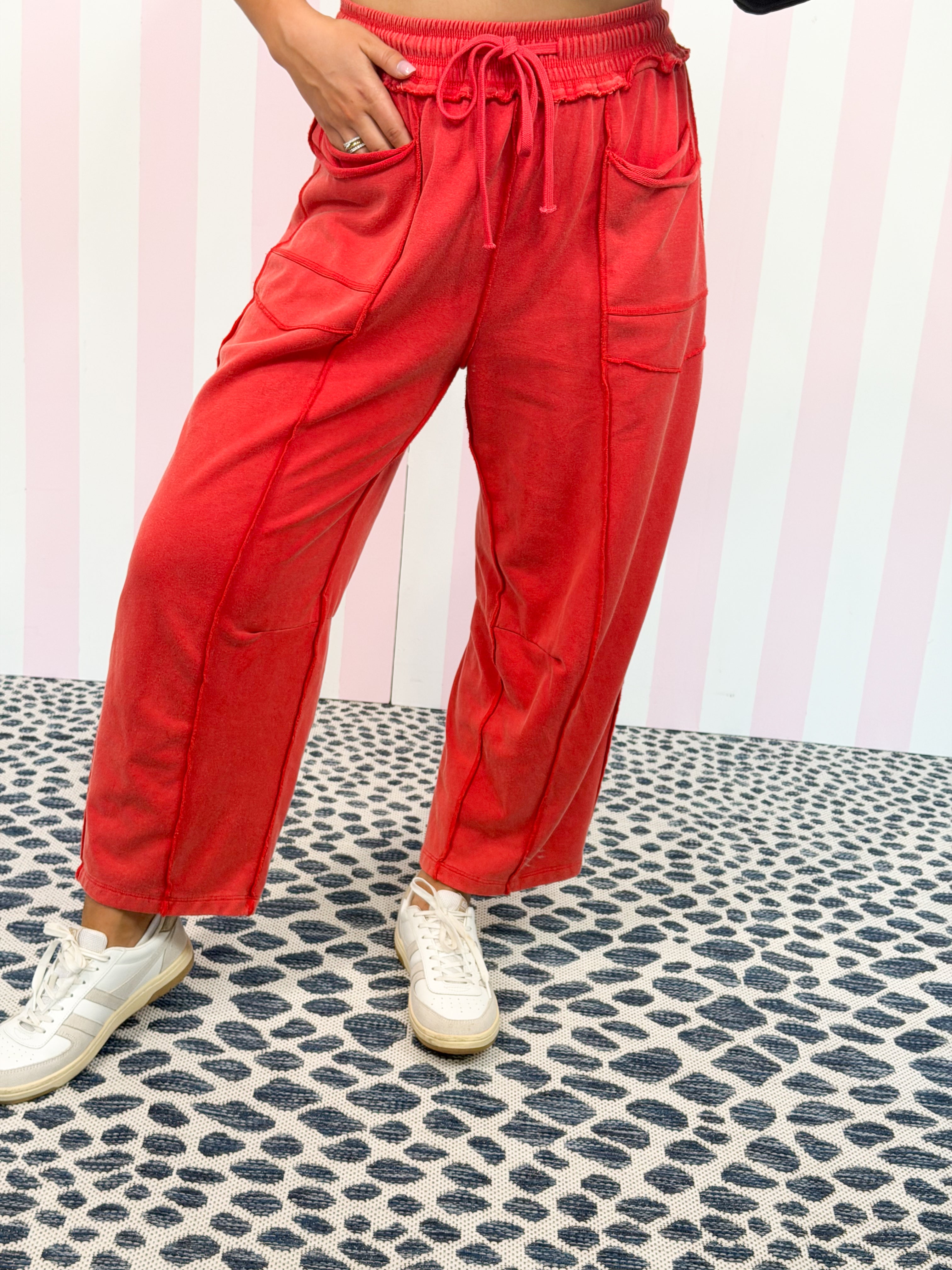 Mineral Wash Barrel Fit Utility Knit Pants