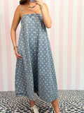 Polka Dot Denim A-line Midi Dress