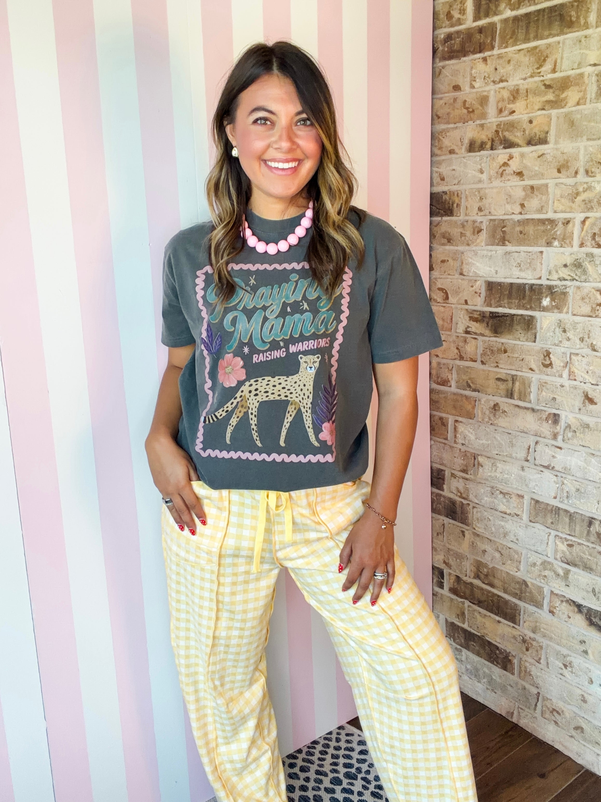 Banana Check Barrel Fit Knit Pants