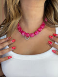 Fuchsia Square Beaded Necklace