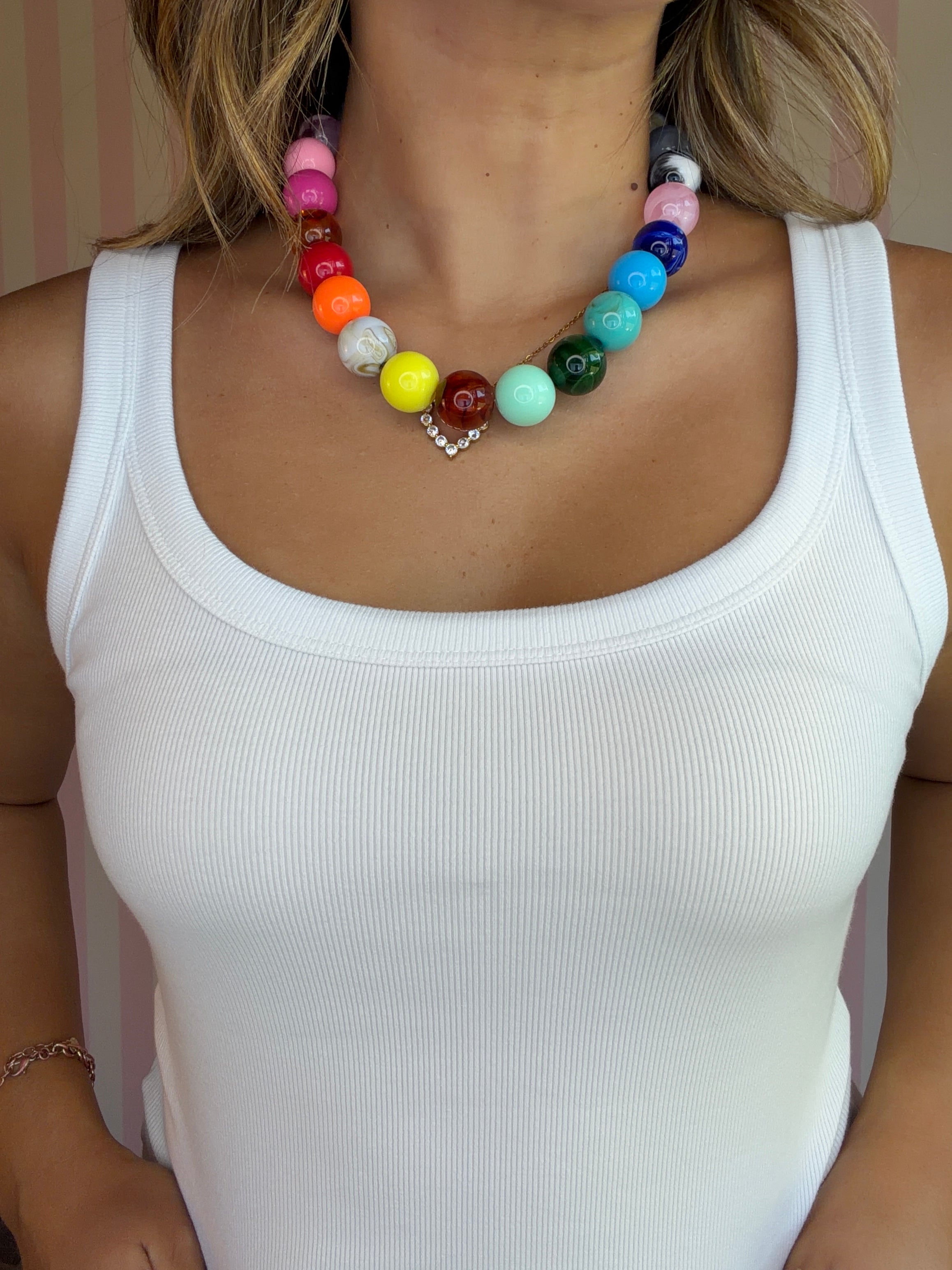 Multi Vibrant Beaded Statement Necklace