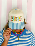 Take it Easy - Blue Striped Trucker Hat