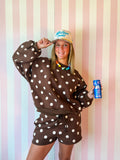 Polka Dot Fleece Set: Chocolate/Cream dot