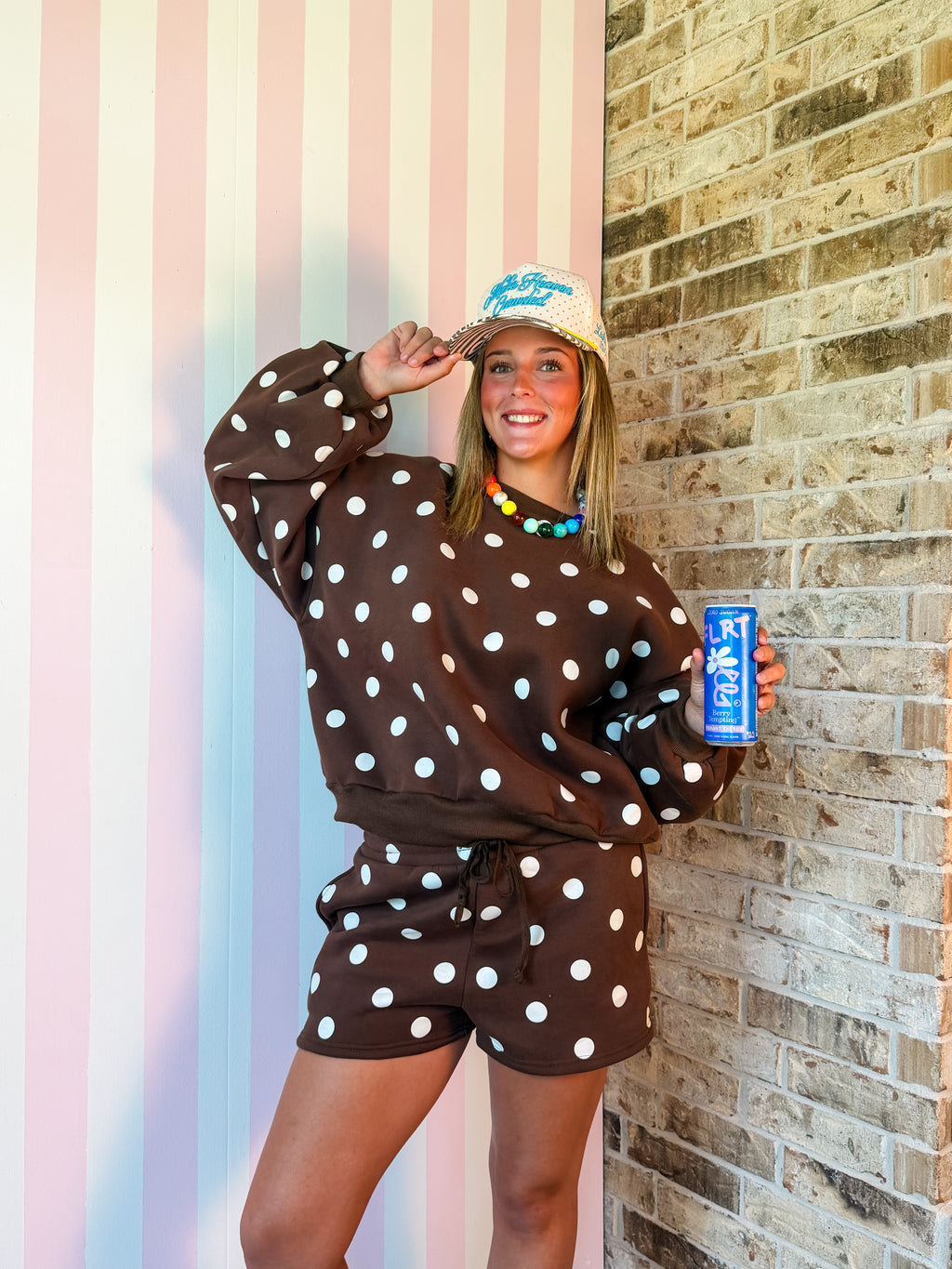 Polka Dot Fleece Set: Chocolate/Cream dot