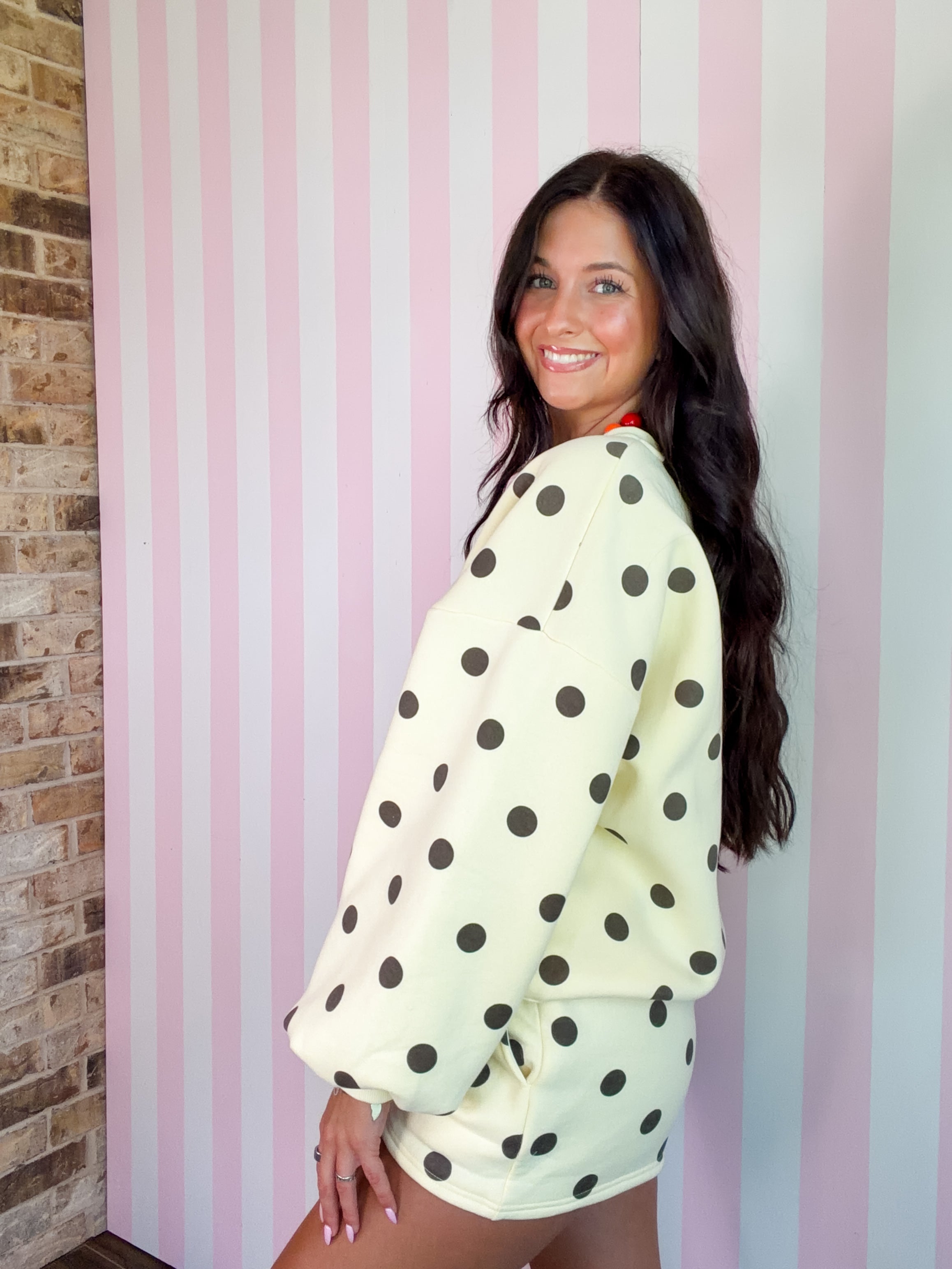 Yellow/Brown Polka Dot Fleece Set