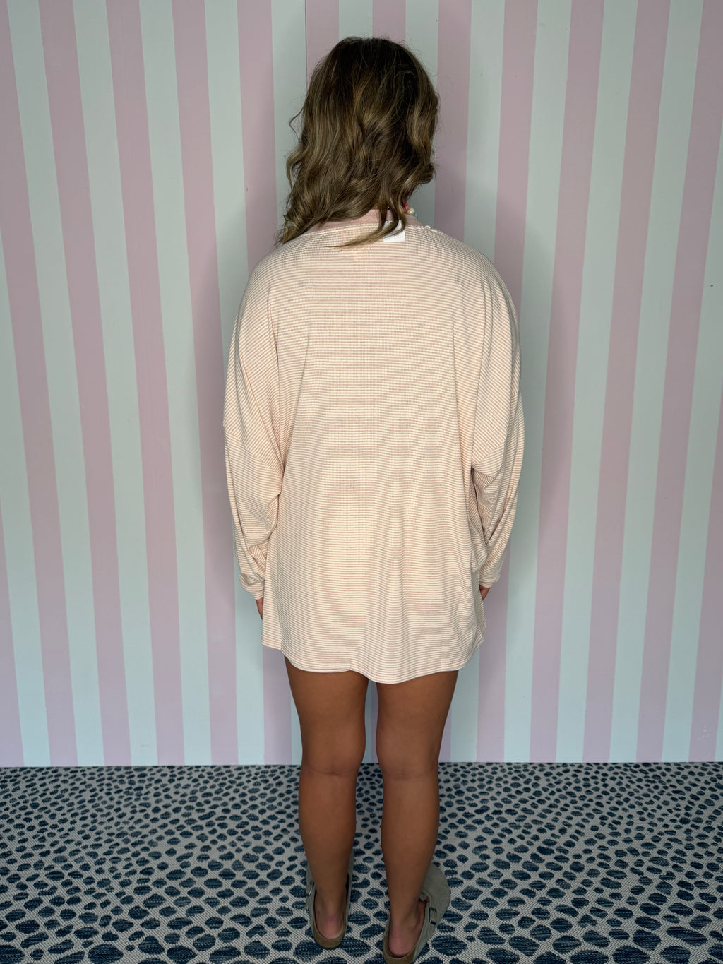 Baby Pink Striped Rib Top