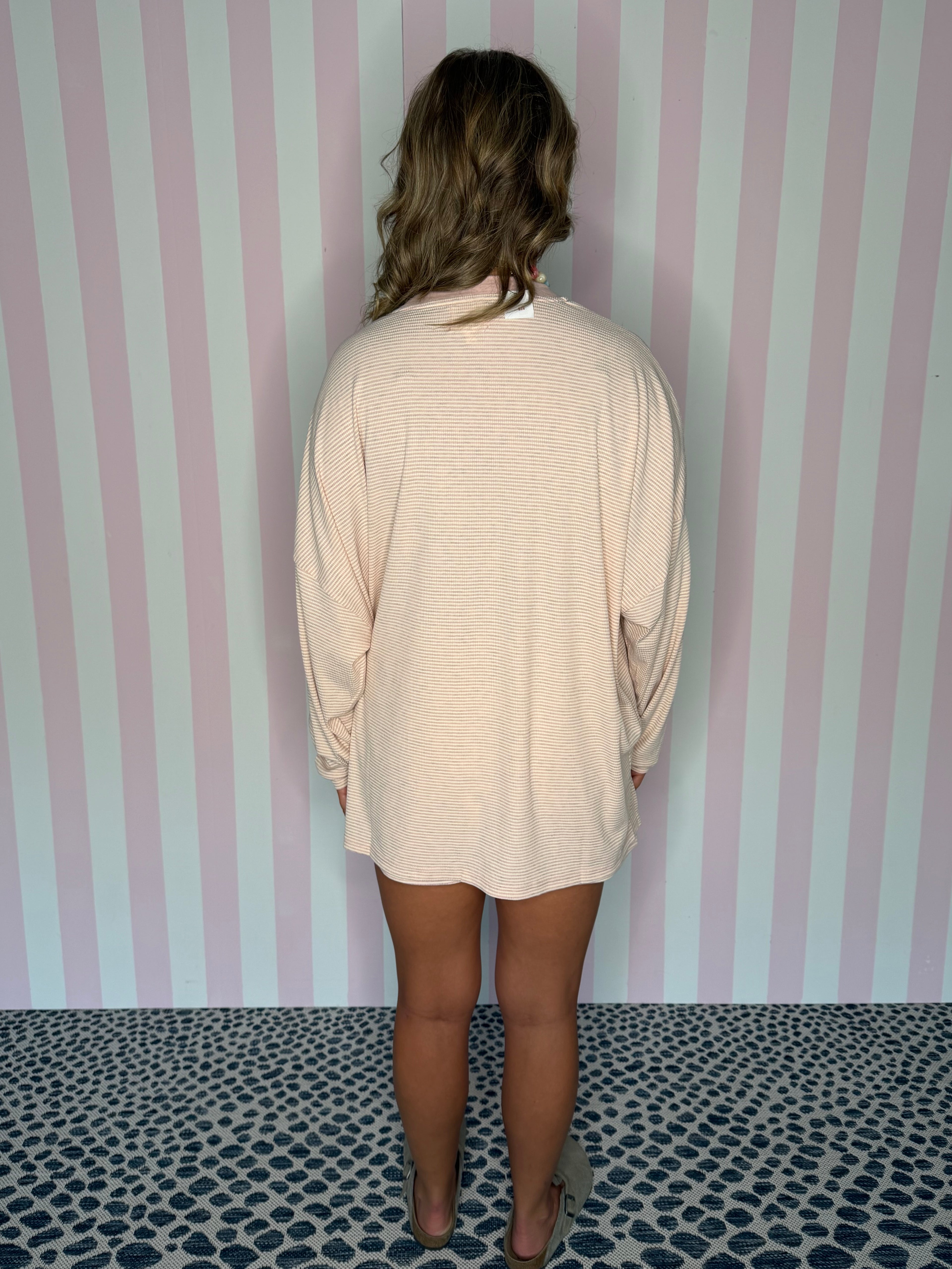 Baby Pink Striped Rib Top
