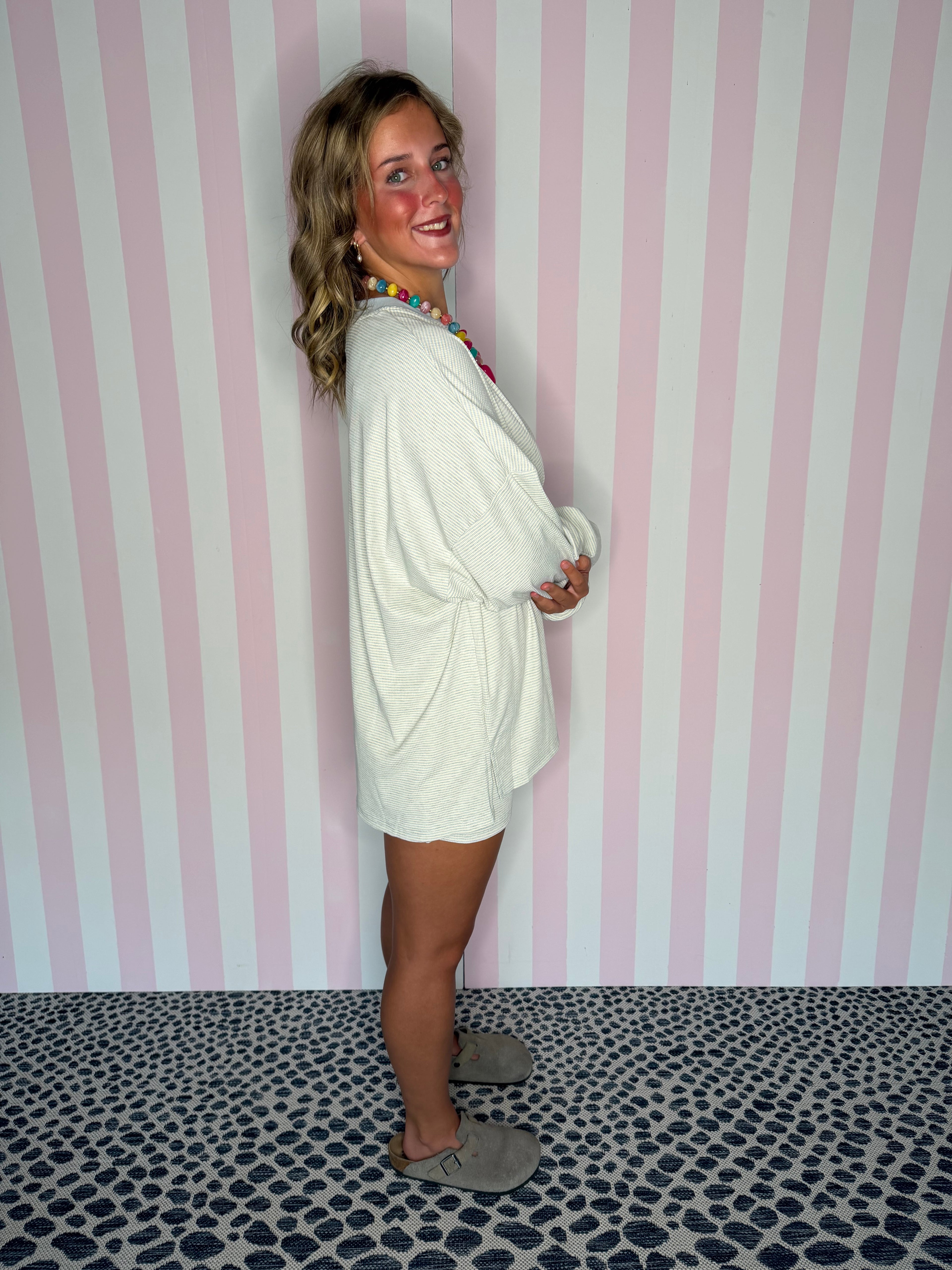 Baby Blue Striped Rib Top