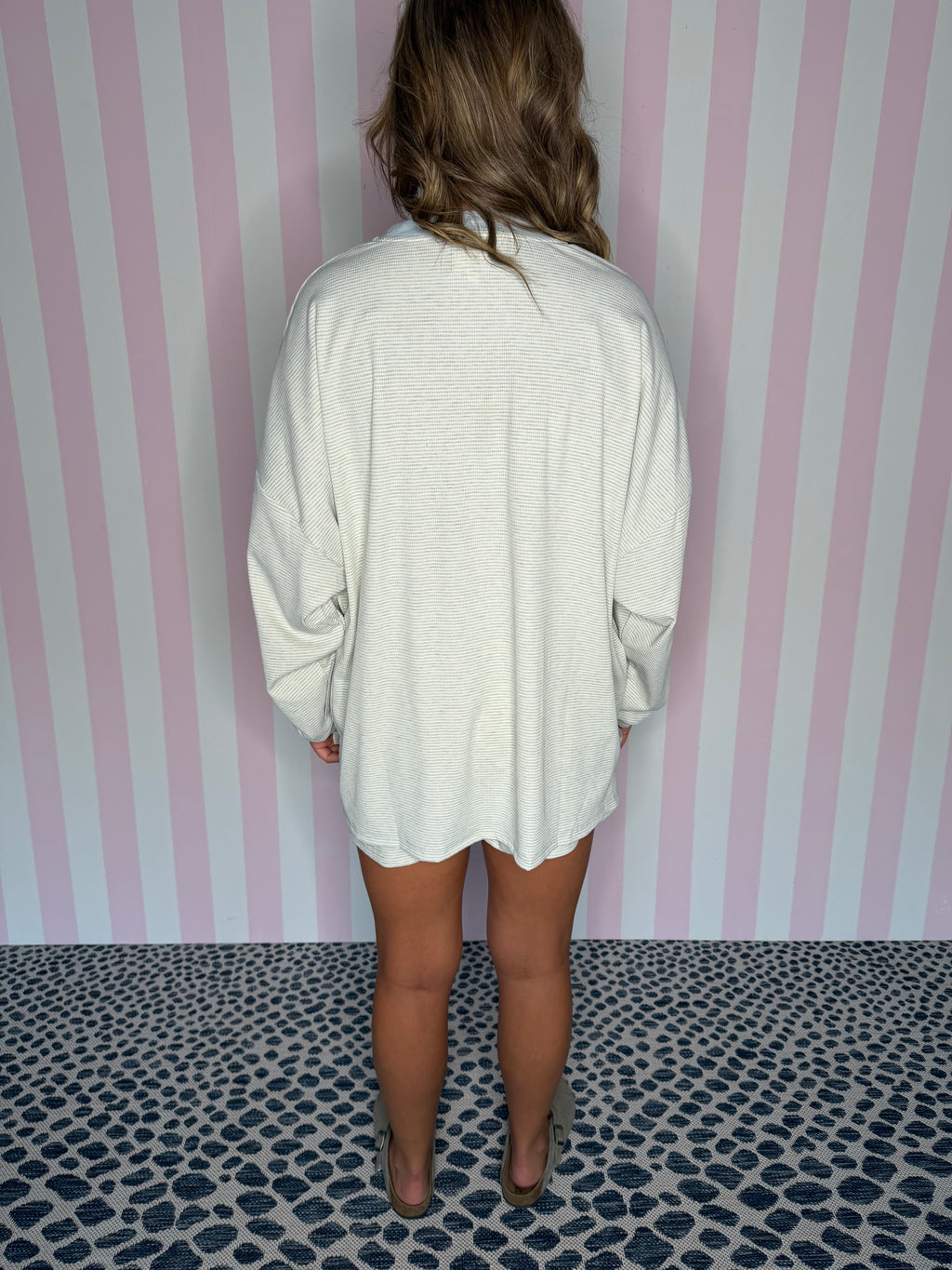 Baby Blue Stripe Ribbed Shorts