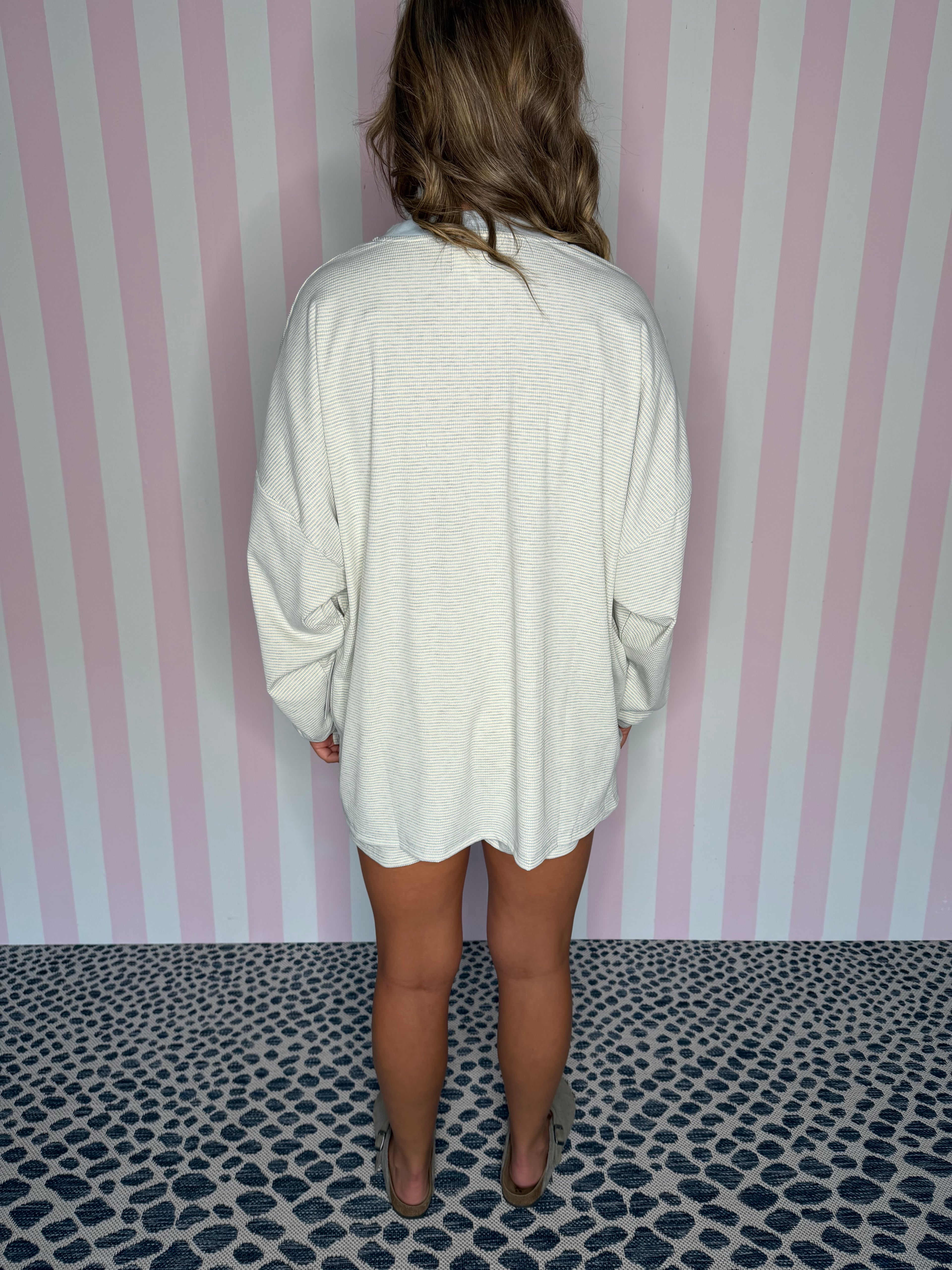 Baby Blue Stripe Ribbed Shorts