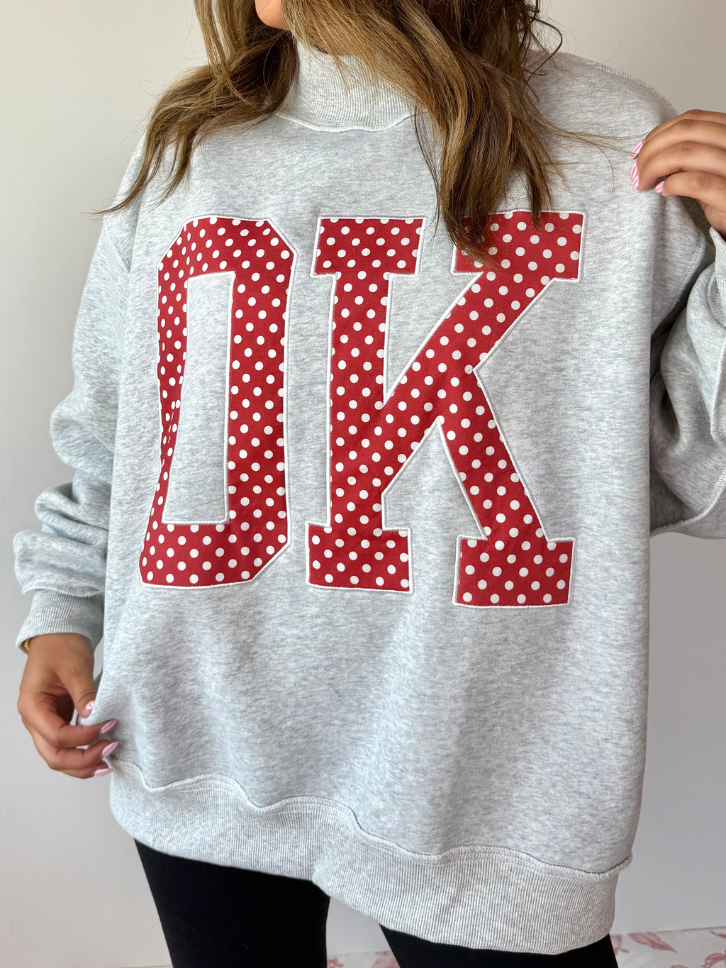 OK Polka Dot Applique Patch Mockneck