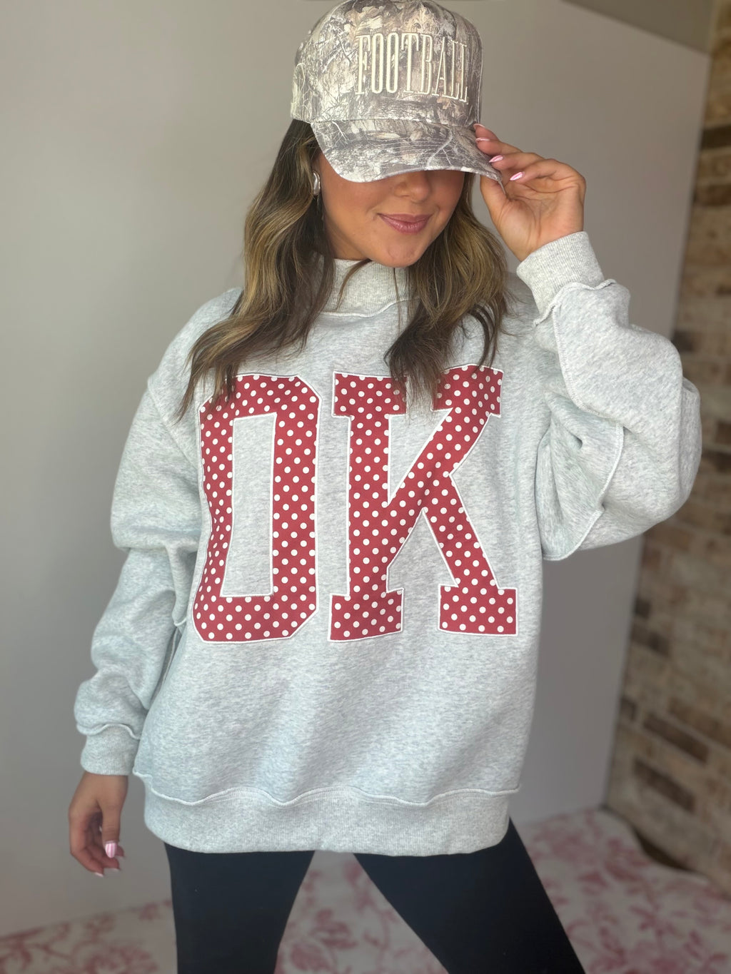 OK Polka Dot Applique Patch Mockneck