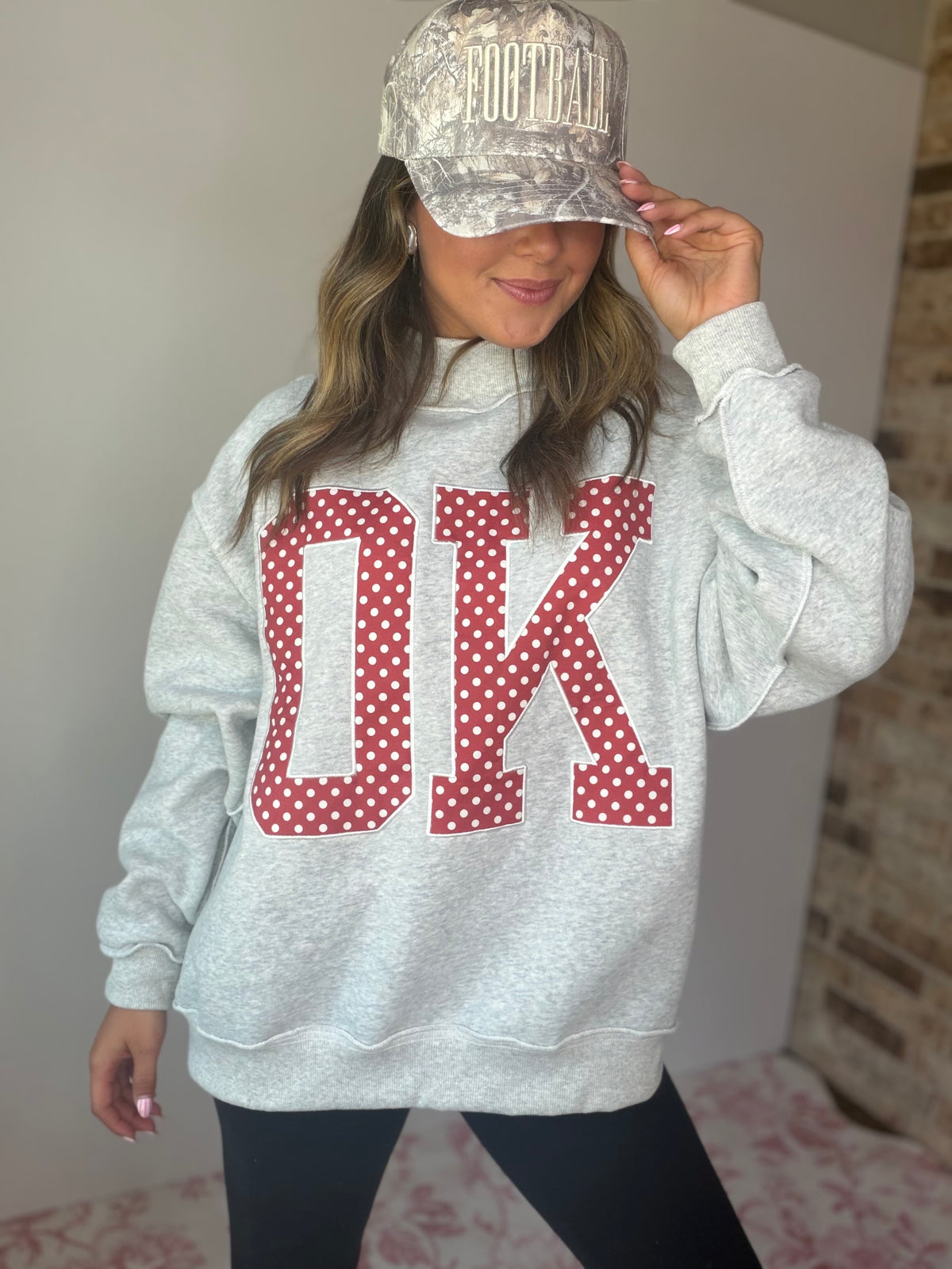 OK Polka Dot Applique Patch Mockneck