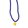 Pippa Dark Blue Beaded Necklace with Heart Charm