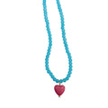 Pippa Light Blue Beaded Necklace with Heart Charm