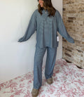 Navy Striped Oversized Long Sleeve Top - Things Between