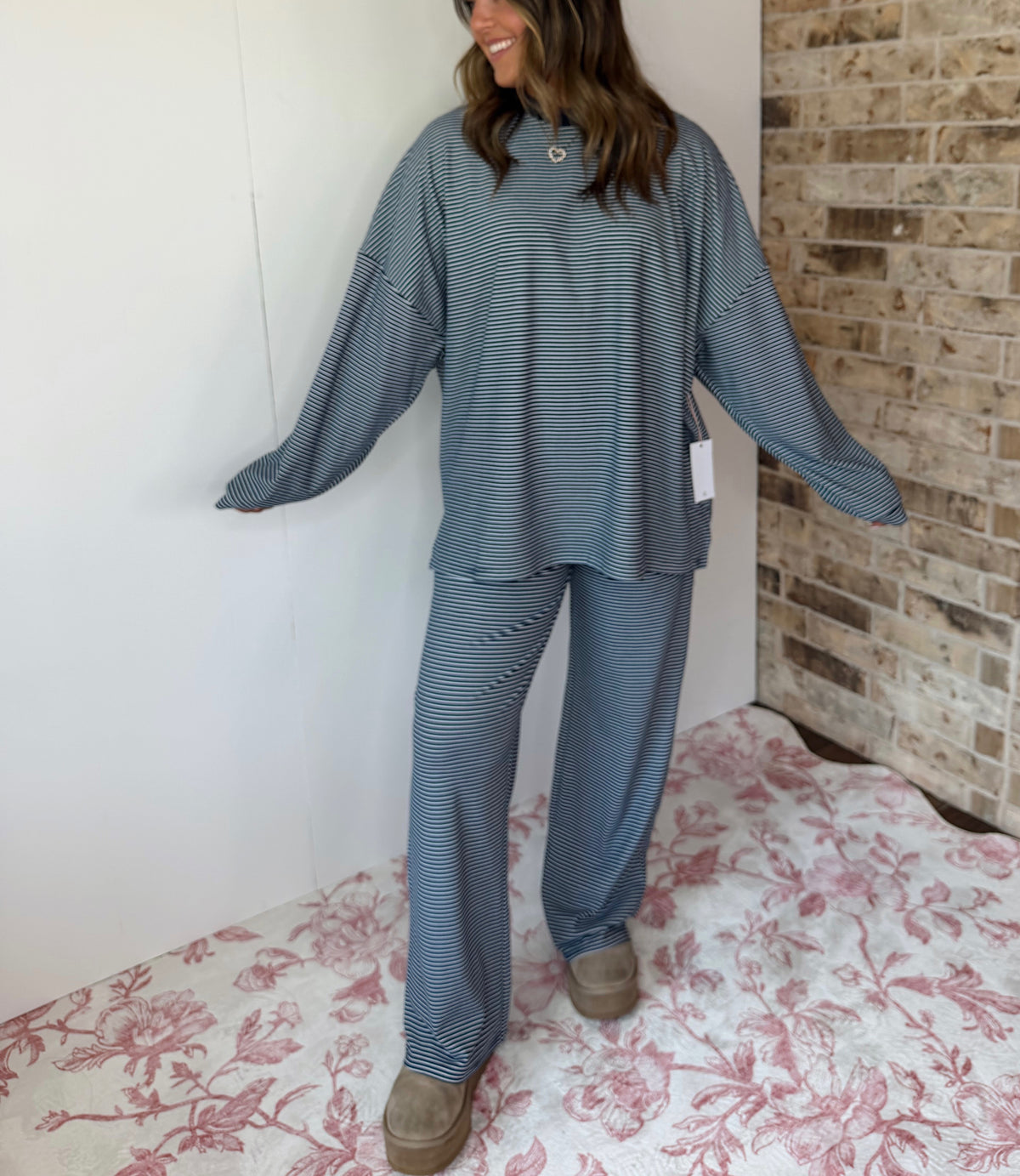 Navy Striped Oversized Long Sleeve Top - Things Between