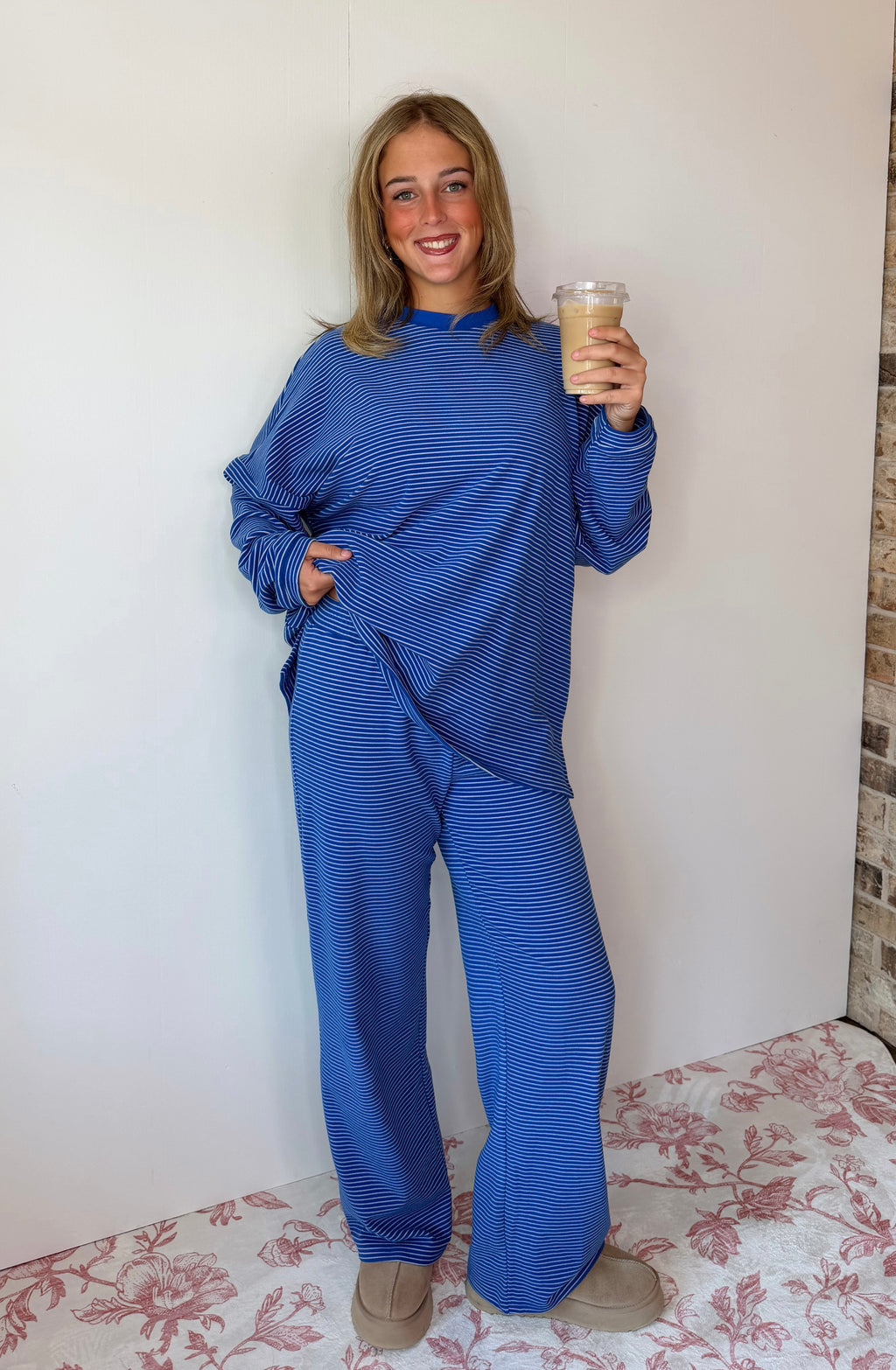 Royal Striped Oversized Long Sleeve Top - Things Between