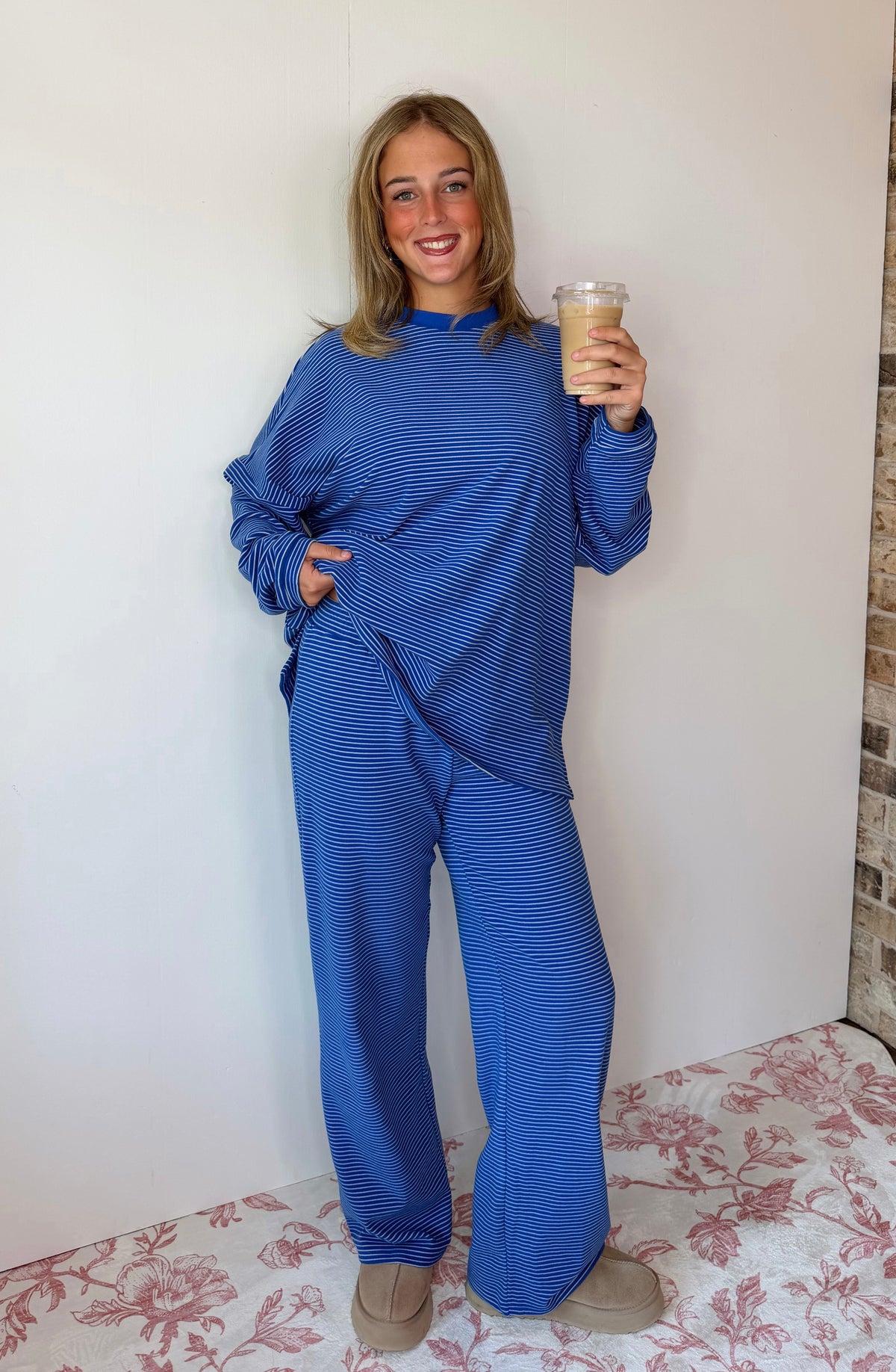 Royal Striped Oversized Long Sleeve Top - Things Between