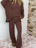 Brown/Pink Striped Oversized Long Sleeve Top - Things Between