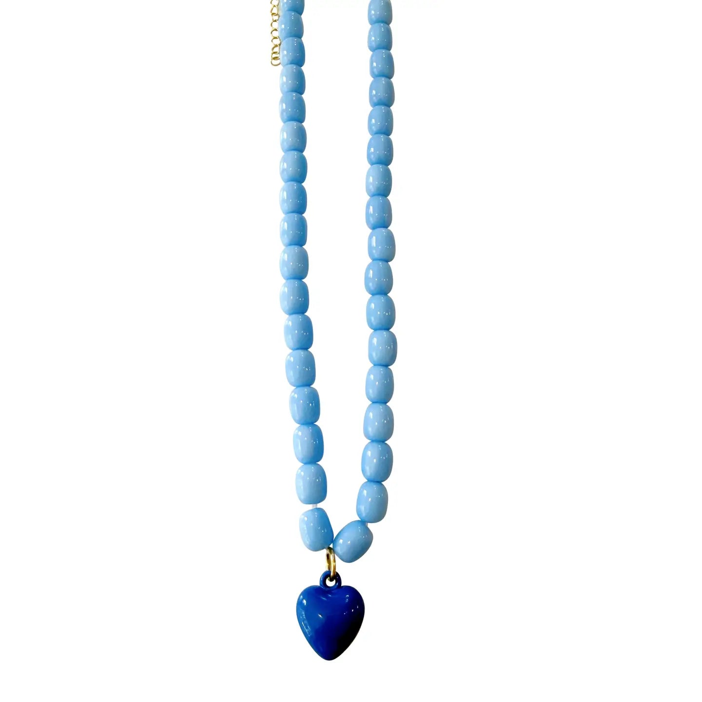 Tyler Blue Beaded Necklace with Heart Charm