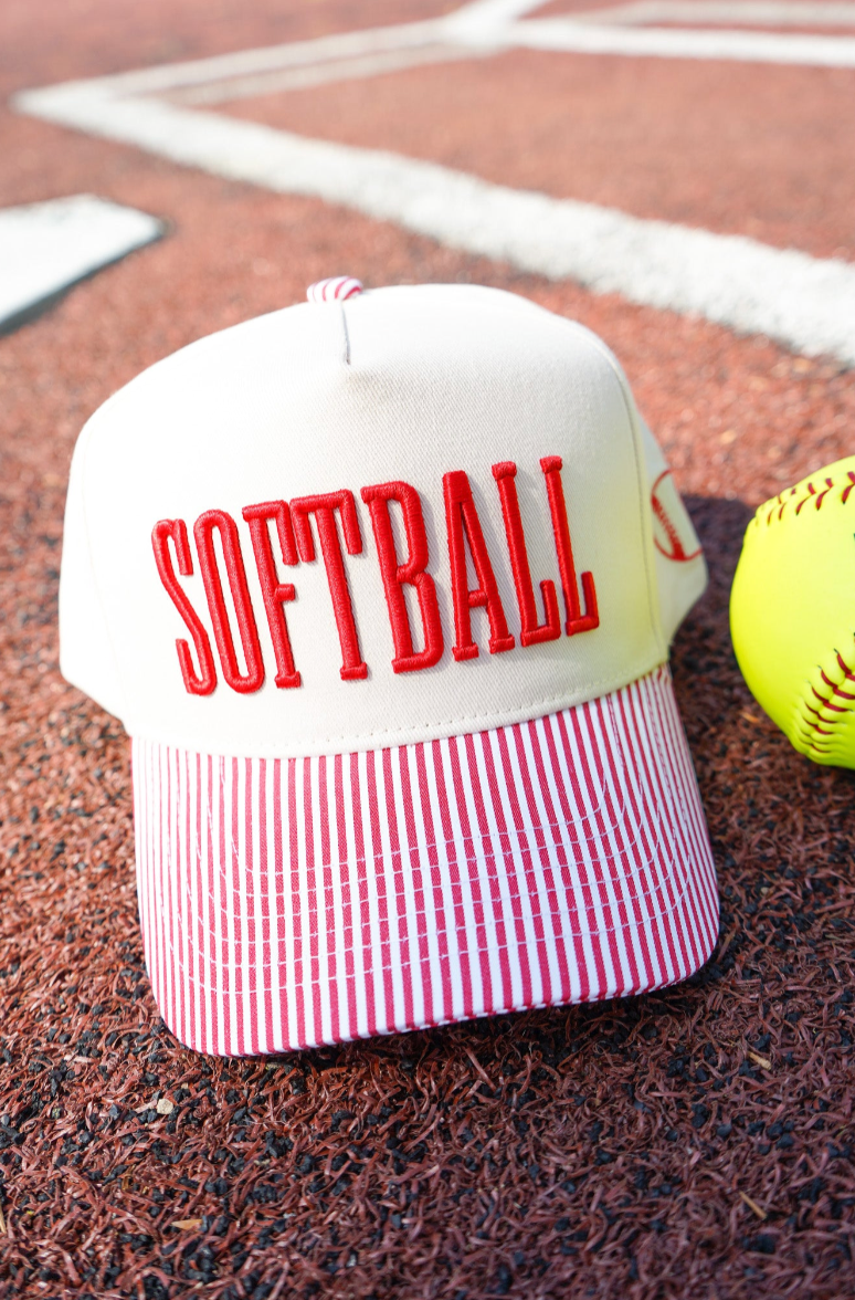 Red Stripes Softball Trucker Hat