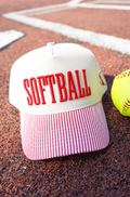 Red Stripes Softball Trucker Hat
