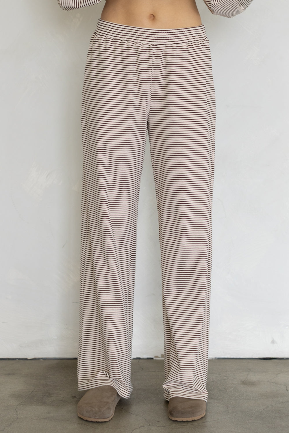 Almond Striped Wide Leg Pants - Things Between