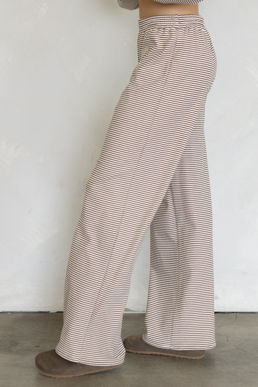 Almond Striped Wide Leg Pants - Things Between