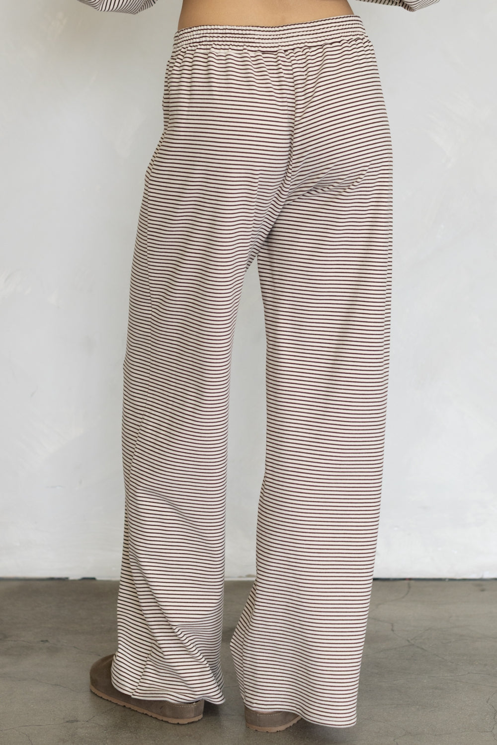 Almond Striped Wide Leg Pants - Things Between