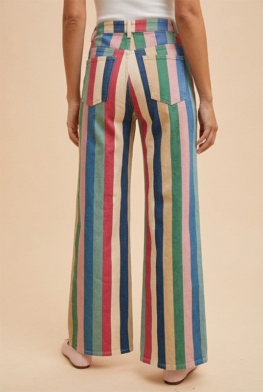 Comfort Stretch Multi Stripe Wide Leg Pants