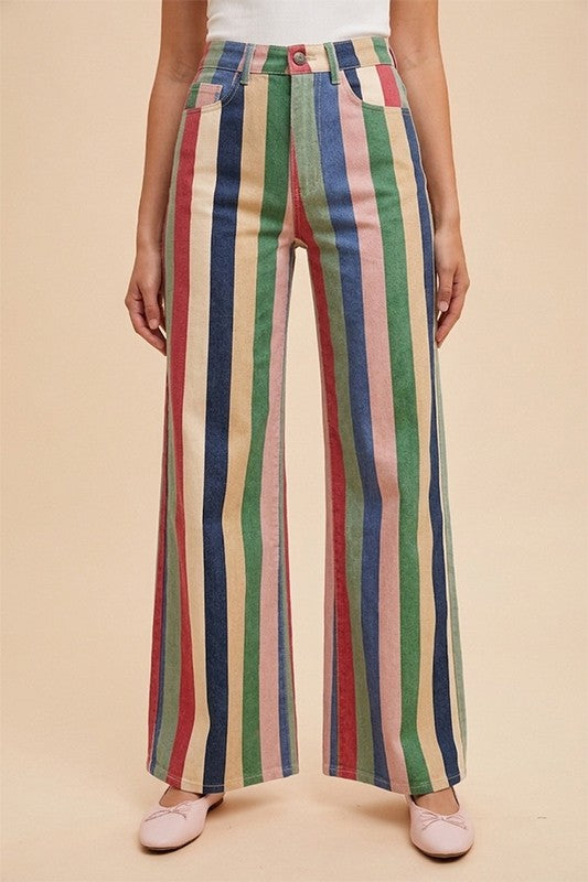 Comfort Stretch Multi Stripe Wide Leg Pants