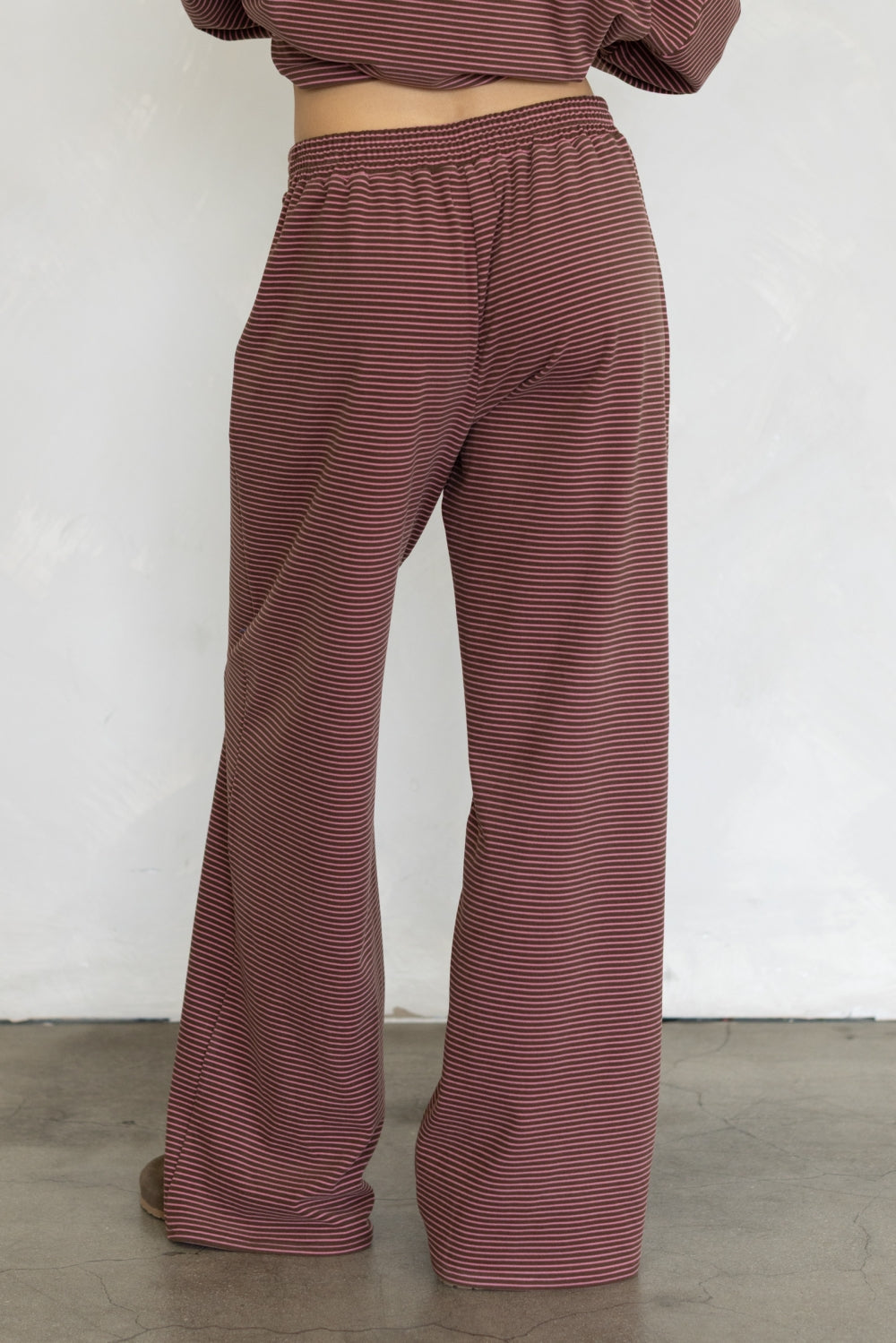 Brown/Pink Striped Wide Leg Pants - Things Between