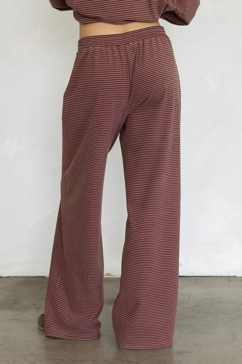 Brown/Pink Striped Wide Leg Pants - Things Between