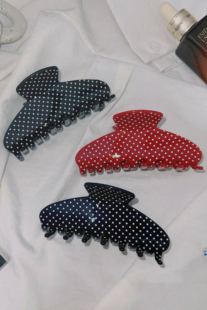 Black Polka Dot Hair Claw Clip One Size