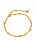 Pennie 18K Gold Non-Tarnish Layered Chain Anklets: Yellow Gold