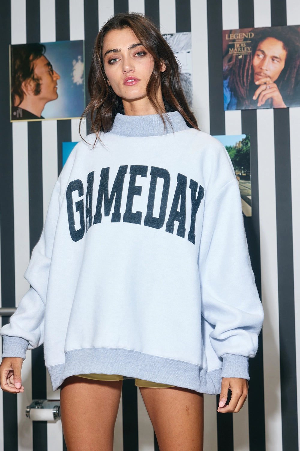 Football & Gameday Print Reversible Mockneck Sweatshirt