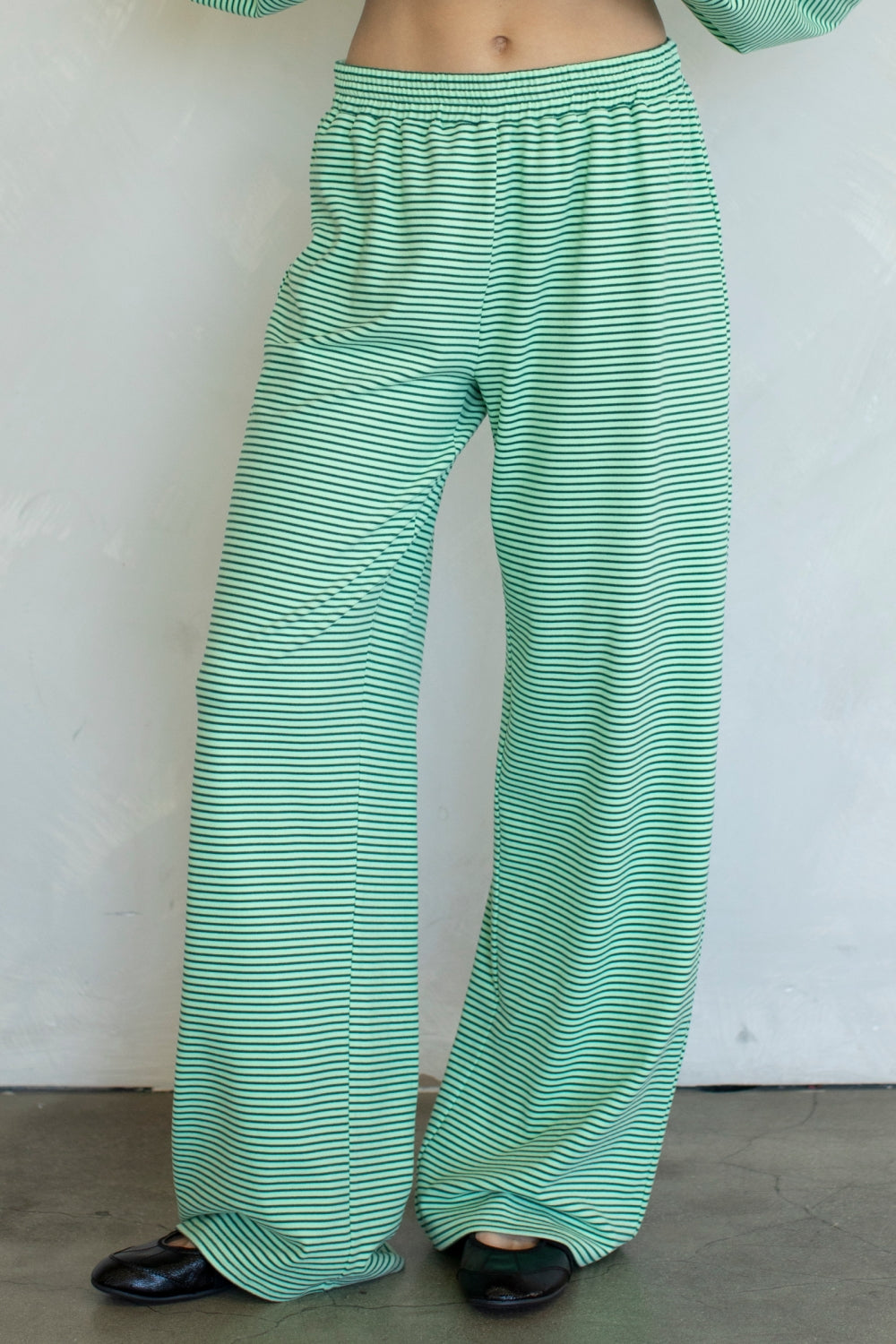 Lime Striped Wide Leg Pants - Things Between