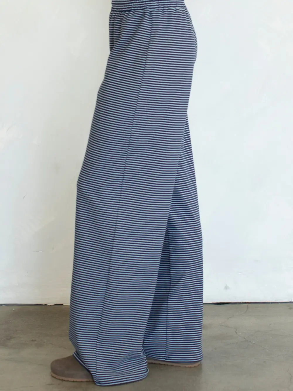 Navy Striped Wide Leg Pants - Things Between
