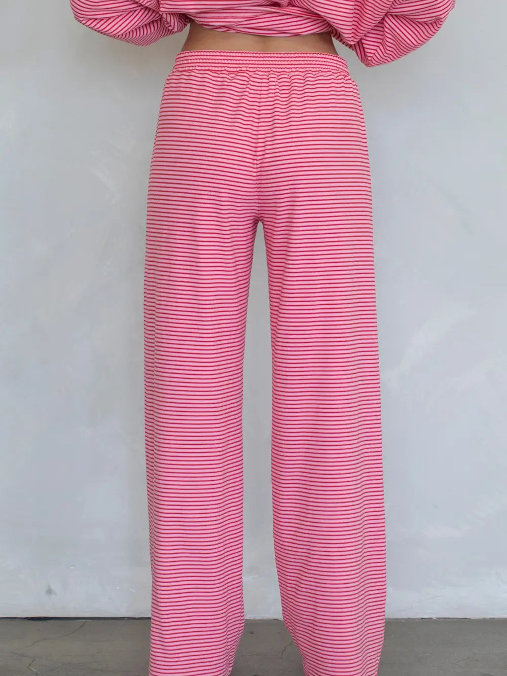 Pink Striped Wide Leg Pants - Things Between