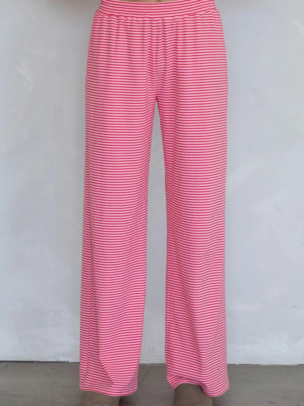 Pink Striped Wide Leg Pants - Things Between